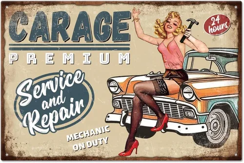 Miniatura 12 de GLOBLELAND Letrero Vintage de Dama Pin Up de Metal de Hojalata de 8×12 Pulgadas Letrero Retro Gracioso de Hojalata para Bar, Parrilla, Puerta