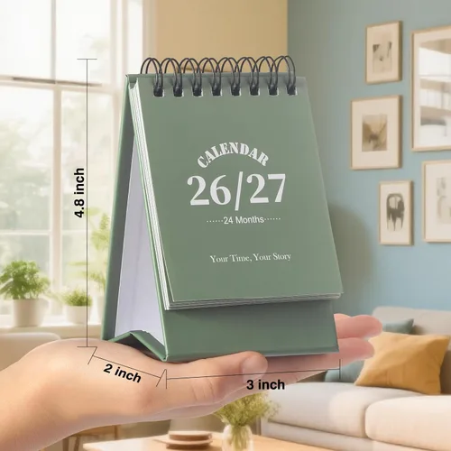 Miniatura 2 de Calendario de escritorio 2026-2027, calendario de 2 años desde enero de 2026 hasta diciembre de 2027, planificador mensual de mesa con calcomanías