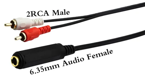 Miniatura 3 de Cable divisor en Y RCA de 0.250 in a 2, chapado en oro de 0.250 in (1/4 pulgadas), TRS hembra a 2 (dual) RCA macho estéreo audio Y Splitter Cable 12