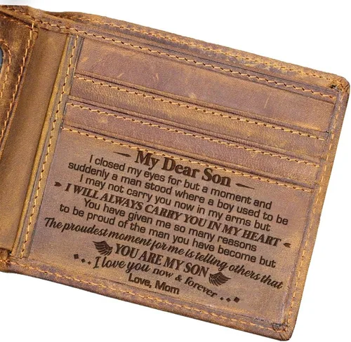 Regalos de Navidad para hijo, para mi hijo, regalos de mamá, graduación, regalos de cumpleaños para hijo, regalos de madre e hijo, carteras de cuero