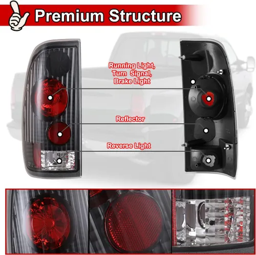 Miniatura 5 de Nixon Offroad Luces traseras para Ford F-150 F-250 F-350 1997 1998 1999 2000 2001 2002 2003, luces traseras halógenas de repuesto para automóvil, 1