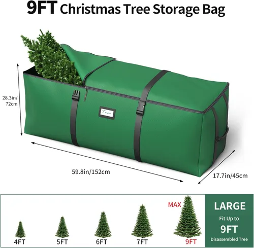 Miniatura 3 de Bolsa de almacenamiento para árbol de Navidad BROSYDA, se adapta a árboles artificiales de hasta 9 pies con correas de hebilla y dobles cremalleras