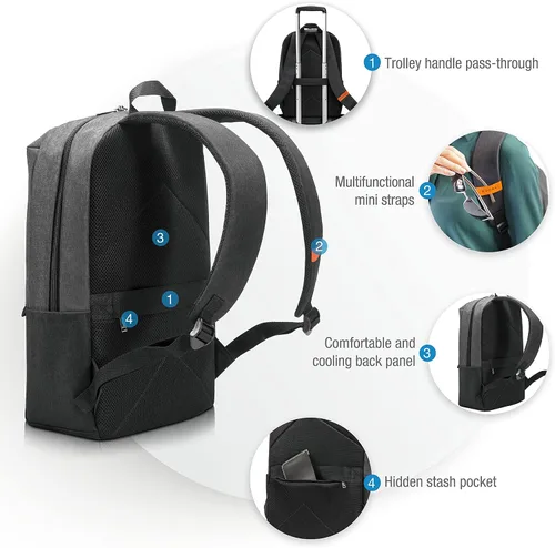 Miniatura 5 de EVERKI Mochila ligera para laptop con bolsillo oculto de 15.6 pulgadas, mochila de trabajo duradera para hombres, mochila de viaje de negocios