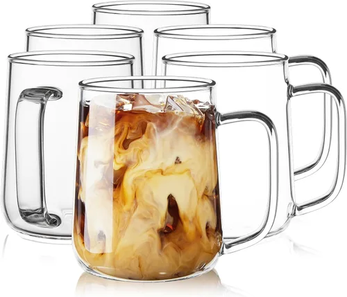 Miniatura 10 de Juego de 2 Tazas de Café Espresso de Vidrio, Tazas de Espresso de 3 oz Transparentes con Asa, Mini Tazas de Café, Vasos de Café, Tazas de Demitasse
