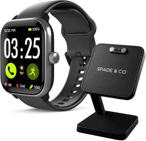 Miniatura 2 de Spade & Co Paquete de 4 relojes inteligentes de salud con base de carga, monitor de frecuencia cardíaca, sueño y SpO2, podómetro, batería de más