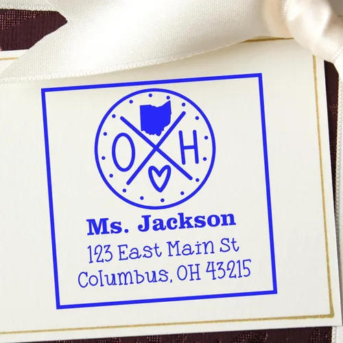 Miniatura 34 de Sello entintado moderno con nombre y dirección del estado de Alabama – Sello de dirección de devolución personalizado para invitaciones de despedida