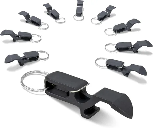 GoPong Abridor de escopeta de cerveza definitivo, paquete de 10 llaveros, ideal para recuerdos de fiesta, portón trasero y más, elige tu color Gris