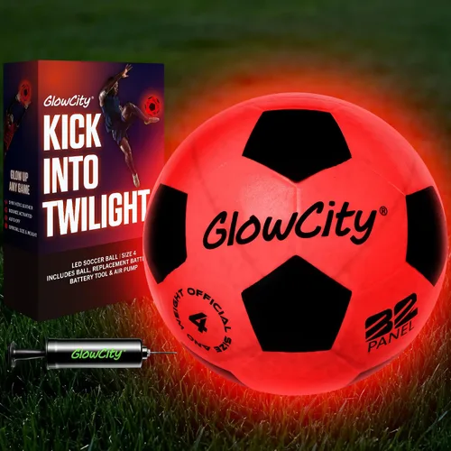 Miniatura 11 de GlowCity Balón de fútbol que brilla en la oscuridad - Tamaños 3, 4, 5 para niños, adolescentes y adultos - Balón de fútbol que se ilumina con 2