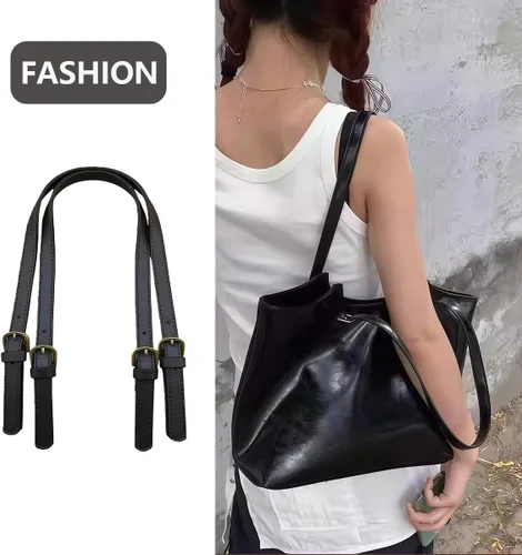 Miniatura 4 de 2 asas de cuero sintético para bolso, correa de hombro de cuero ajustable, correa de hombro de cuero negro, repuesto para bolso cruzado, Negro