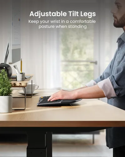 Miniatura 4 de ProtoArc Teclado y mouse ergonómico, EKM01 Plus Combo de teclado y mouse inalámbricos Bluetooth de tamaño completo, reposa muñecas acolchado, diseño