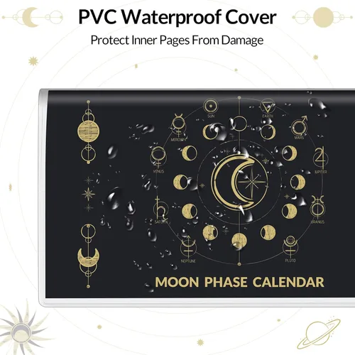 Miniatura 6 de Calendario de bolsillo 2025-2026, calendario de bolsillo de fase lunar 2025-2026 para bolso, planificador mensual con cubierta de PVC