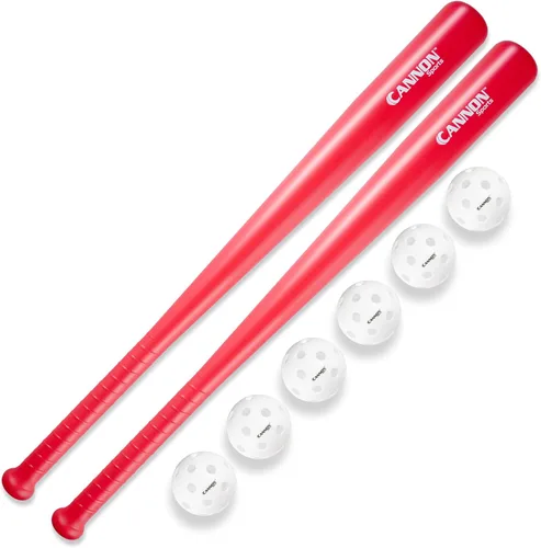 Miniatura 10 de Cannon Sports Juego de bate de béisbol y pelota de plástico, 2 bates de plástico (29.5 pulgadas) y 6 pelotas de béisbol de plástico (9 pulgadas)