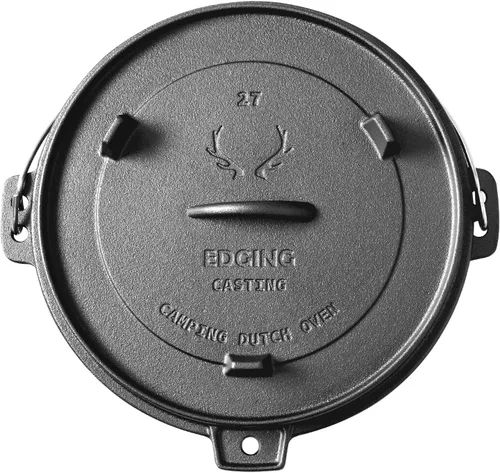 Miniatura 5 de EDGING CASTING Olla holandesa de hierro fundido pre-curada con tapa de sartén, olla profunda para acampar al aire libre para chimenea, cocina