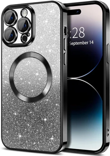 Miniatura 144 de Hython Funda para iPhone 13 Pro transparente con purpurina magnética [compatible con MagSafe] Protector completo de lente de cámara delgado