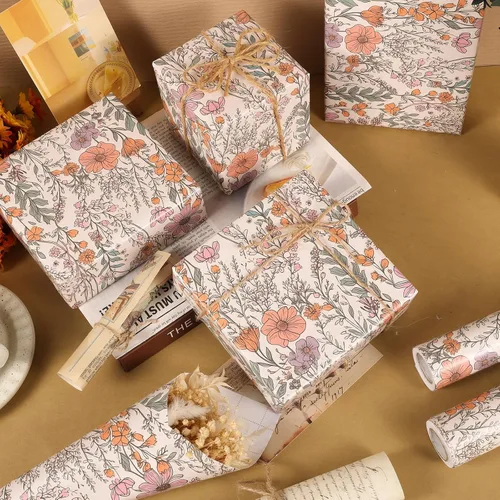 Miniatura 6 de Ywdbzjhs 1 rollo de papel de regalo de flores silvestres, 17 pulgadas x 33 pies, papel de regalo floral de jardín de flores silvestres