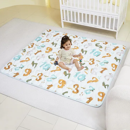 Miniatura 11 de Viviland Alfombrillas para bebé, 50 x 50 pulgadas, tapete acolchado grueso para bebés y niños pequeños, antideslizante y lavable a máquina, números