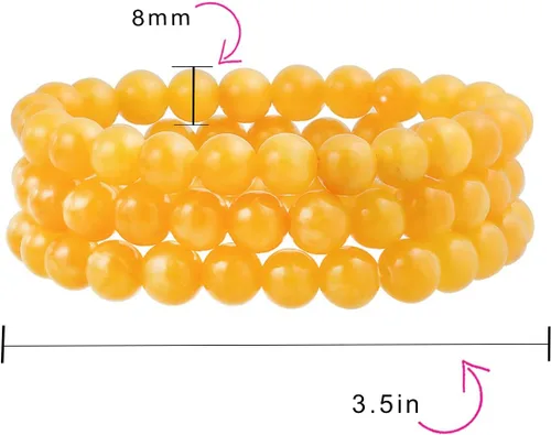 Miniatura 16 de Bling Jewelry Juego de 3 pulseras elásticas unisex apilables con cuentas redondas de 0.315 pulgadas para mujeres, adolescentes y hombres, multihebra