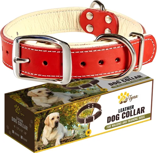 Miniatura 27 de ADITYNA Collar de perro de cuero rosa resistente para perros grandes, forrado con cuero suave, collar de perro para caminar, entrenar y senderismo