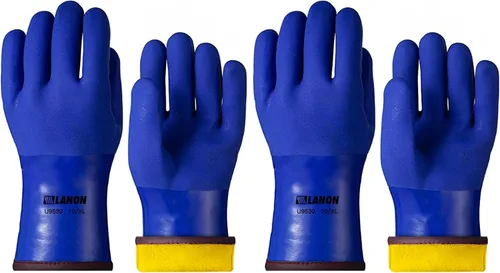 Miniatura 8 de LANON Guantes de Trabajo Pesado con Revestimiento de PVC a Prueba de Frío, Guantes de Trabajo Cálidos Impermeables para Trabajo en Congelador