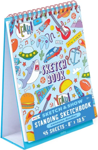 OOLY Cuaderno de bocetos de pie para dibujar y mostrar, 45 páginas perforadas grandes de 10.5 x 8 pulgadas, 120 GSM/32 libras, perfecto para