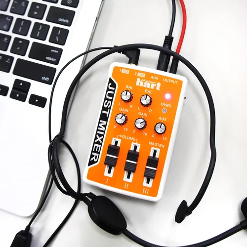 Miniatura 2 de JUST MIXER mezclador de audio/DJ - Mezclador de audio de bolsillo portátil alimentado por batería/USB con 3 canales estéreo (3.5mm) más interruptor