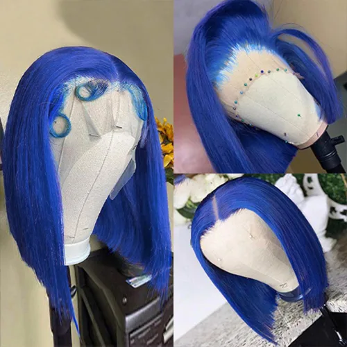 Miniatura 26 de Pelucas de cabello humano lacio marrón rojizo de 8 pulgadas, #33 13x4 HD, transparente, color marrón rojizo, peluca frontal de encaje frontal