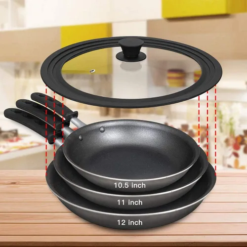 Miniatura 5 de Tapa universal para ollas, sartenes y sartenes, vidrio templado con borde de silicona resistente al calor que se adapta a utensilios de cocina