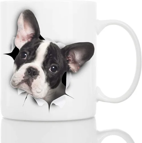 Miniatura 12 de Taza negra de bulldog francés – Taza de café divertida de cerámica – Regalo perfecto de bulldog francés – Bonita taza de café novedosa – Gran