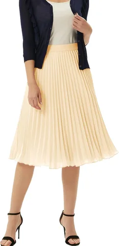 Miniatura 90 de GRACE KARIN - Falda plisada de gasa para mujer, con cintura alta y elástica, vuelo, corte acampanado y longitud por debajo de la rodilla