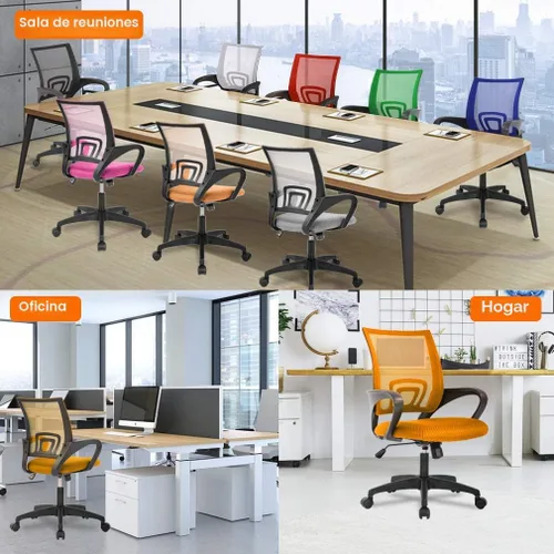 Miniatura 8 de BestOffice Silla de oficina ergonómica Silla giratoria de escritorio con respaldo medio Respaldo transpirable y soporte lumbar Altura Naranja