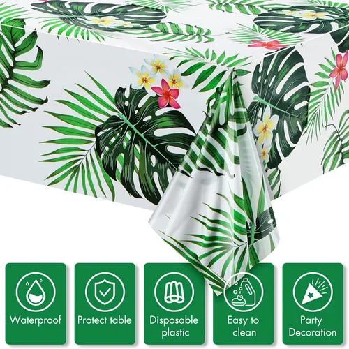 Miniatura 3 de Mantel de safari de animales con temática de animales de la selva, diseño de jirafa, tigre y cebra, mantel de hojas tropicales, suministros