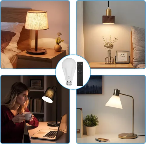 Miniatura 6 de Bombilla A19 que cambia de color con control remoto y control de aplicación, 800LM 9W (equivalente a 60W) regulable 3000K-6500K RGBWW, base E26