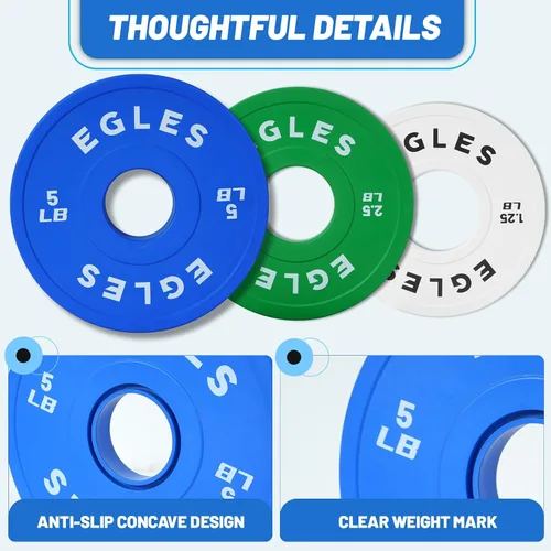Miniatura 3 de Egles Juego de Placas de Cambio 1.25LB, 2.5LB, 5LB - Placas de Peso Recubiertas de Goma en Pares, Placas Bumper Olímpicas, Codificadas por