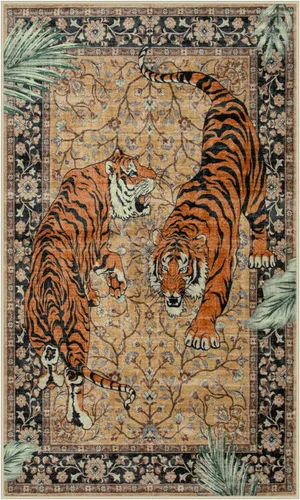 Miniatura 15 de Moynesa Alfombras Lavables de Tigre, Alfombras de Área de Entrada de 3x5, Alfombra Suave Vintage Antideslizante para Sala de Estar, Tapete