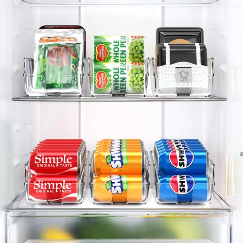 Miniatura 8 de Organizador y dispensador de latas de soda Simple Houseware para refrigerador / despensa, transparente, juego de 2