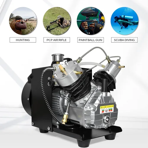 Miniatura 7 de TUXING Compresor de tanque de buceo, compresor de aire PCP de 4500 psi, compresor de aire de alta presión, bomba de buceo PCP de doble cilindro