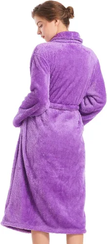 Miniatura 3 de Inner Wish Womens Plush Fleece Robe, Cozy Warm Bathrobe Fuzzy Female Spa Robe With Pockets