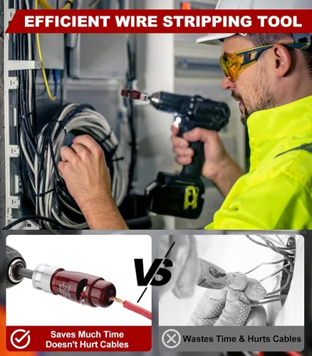 Miniatura 2 de Herramienta de torsión de alambre para taladro, herramienta automática de pelado y torsión de cables para taladro, kit de conector de pelacables