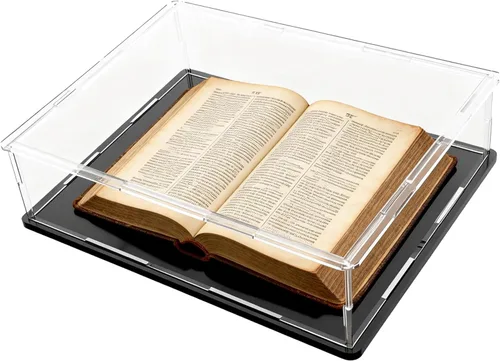 Miniatura 21 de Estuche acrílico de 8 pulgadas para exhibición, caja de acrílico transparente para coleccionables, funda de vidrio alternativo con soporte negro