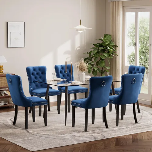 Miniatura 84 de Baysitone Juego de mesa de comedor de vidrio de 51 pulgadas para 4, juego de 5 piezas moderno de comedor, mesa de cocina rectangular de vidrio con 4