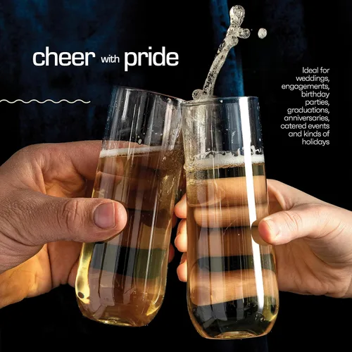 Miniatura 5 de DECADORN Copas de champán transparentes sin tallo de plástico, 24 unidades, copas de champán de plástico de 9 onzas, vasos de mimosa duraderos