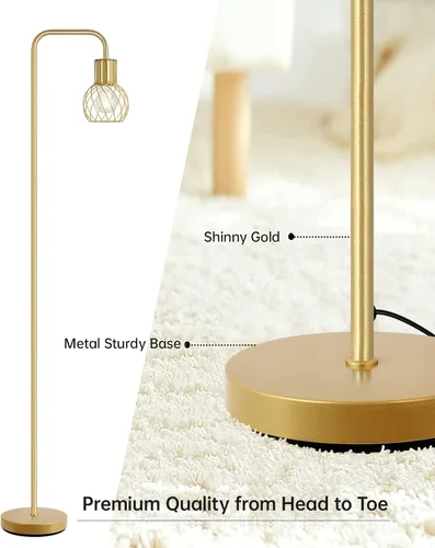 Miniatura 4 de Lámpara de pie industrial, lámpara de pie plateada antigua moderna con bombilla LED de 6 W, interruptor de pie, lámparas altas de metal para sala