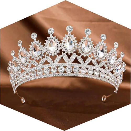 Miniatura 14 de FORSEVEN Tiaras y coronas de cristal para mujer – Boda y fiesta de cumpleaños, corona de princesa, accesorios para el cabello – Diadema de diamantes
