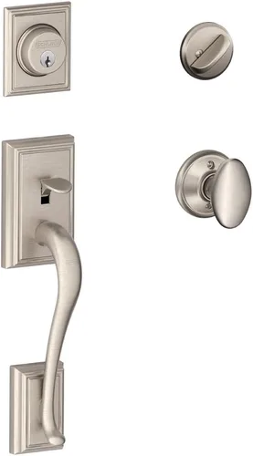 Miniatura 14 de Schlage F60 ADD 622 PLY Addison - Juego de manijas de entrada frontal con perilla Plymouth, cerrojo con llave de 1 lado, negro mate Mate negro