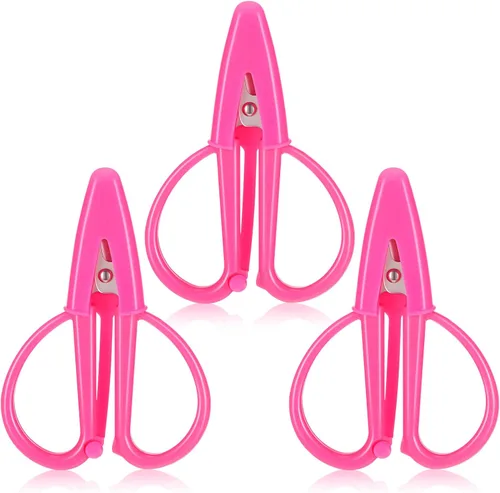 Tijeras pequeñas de viaje de 3 piezas pequeñas tijeras portátiles para coser tijeras artesanales con cubierta para mujeres y niñas, hilo de tela