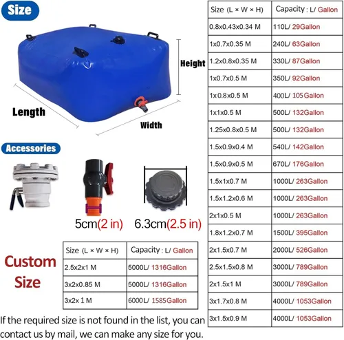 Miniatura 3 de ZAQYCM Depósito de agua de PVC suave con válvula de drenaje, depósito de agua plegable para regar plantas/invernaderos, sistema de bolsa