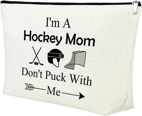 Mxrymvu Regalos de jugador de hockey para mujeres, bolsa de maquillaje, jugador de hockey sobre hielo, regalo de cumpleaños y graduación, Soy una