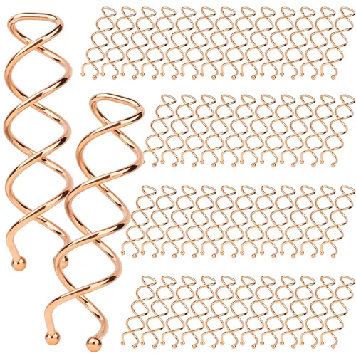 Miniatura 9 de FANDAMEI 50 horquillas para el cabello en espiral, puntas redondas que no rayan, con tornillo giratorio para mujer, estilo de moño, bricolaje, Negro