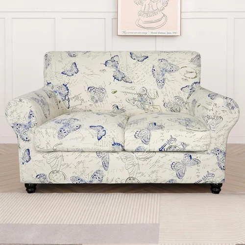 Miniatura 5 de SearchI - Funda de sofá elástica con estampado floral, 3 piezas, incluye 2 fundas de cojín independientes, protector lavable para muebles de sala