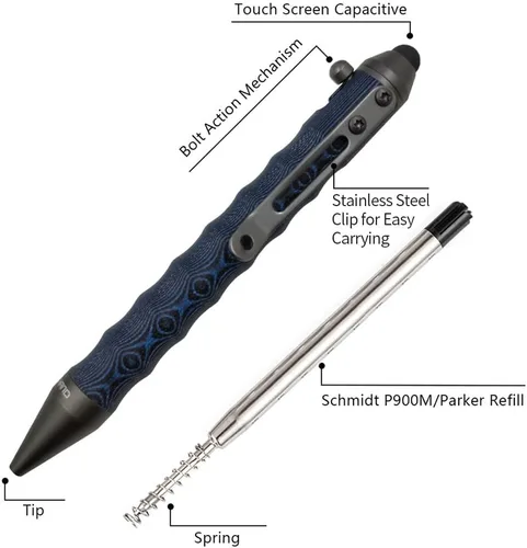 Miniatura 4 de Cool Hand Bolígrafos de Acción de Cerrojo de 4.5 pulgadas, Tinta de Bolígrafo EDC Recargable, Stylus para Pantalla Táctil, Agarre Ergonómico